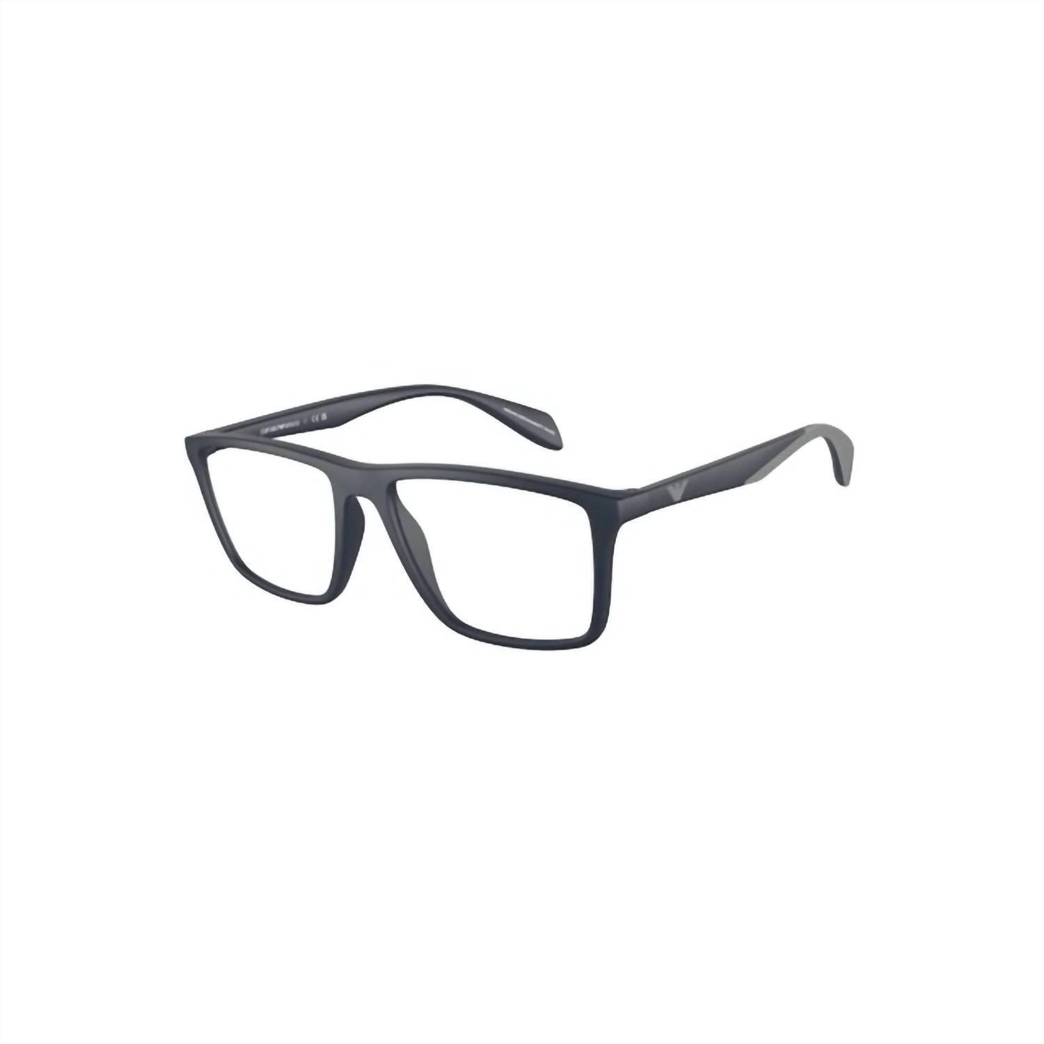 New Emporio Armani Men's Rectangle Eyeglasses Frame In Matte Blue Rubber Gray